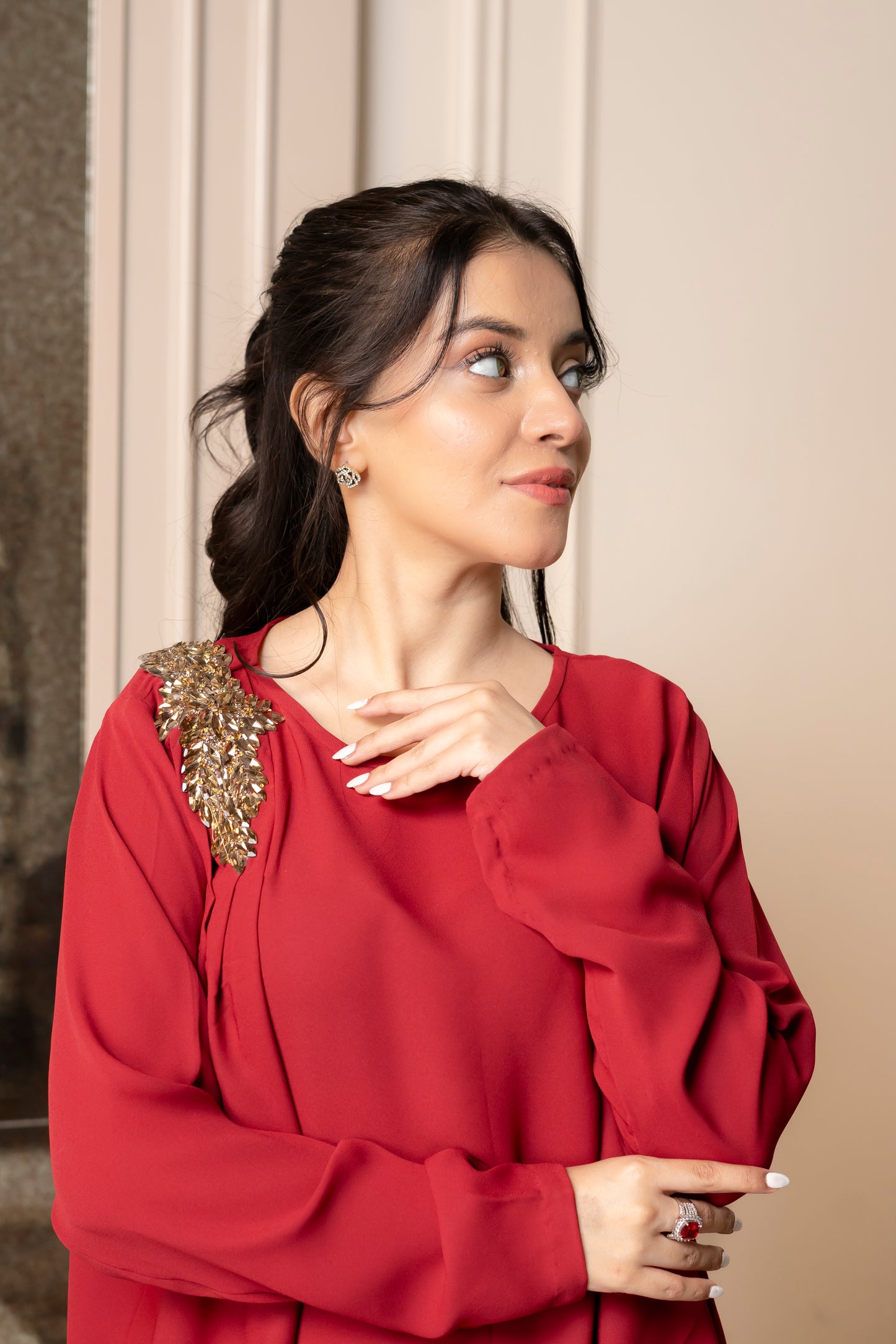 Scarlet Elegance Georgette Set